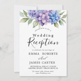 Elegant Blue Hydrangea | Vit bröllopsmottagning Inbjudningar