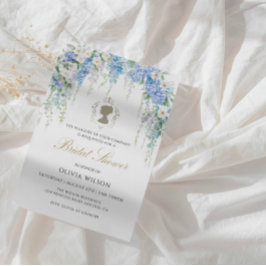 Elegant Blue Hydrangea & Vit ros Möhippa Inbjudningar