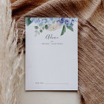 Elegant Blue Hydrangea | Vita Bröllop Rådkort<br><div class="desc">Det här elegant blå vattenskyddskortet för vit bröllop är perfekt för vår eller sommar bröllop och kan användas för alla händelser. Den klassiska blommigten är utformad med mjuka pulverblåa vattenfärgsvätskor som accentueras med neutraltens blommor och grönt löv. Dessa rådgivningskort kan användas som ett alternativ till en gästbok för bröllopsmottagning, möhippa,...</div>
