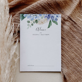 Elegant Blue Hydrangea | Vita Bröllop Rådkort