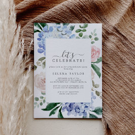 Elegant Blue Hydrangea | Vitt Låt oss firande Inbjudningar