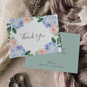 Elegant Blue Hydrangea Vitt tackkort Tack Kort