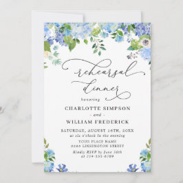 Elegant Blue Hydrangea Watercolor REHEARSAL DINNER Inbjudningar