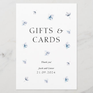 Elegant Blue Hydrangea Wedding Gifts & Cards Sign Inbjudningar