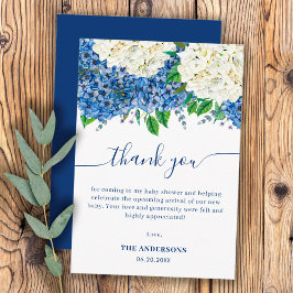 Elegant Blue Hydrangea WildblomBaby Shower Tack Kort
