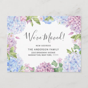 Elegant Blue Hydrangeas Flytta Announcement Vykort