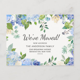 Elegant Blue Hydrangeas Flytta Announcement Vykort