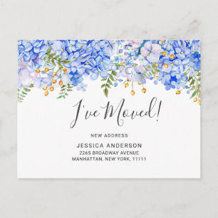 Elegant Blue Hydrangeas Flytta Announcement Vykort