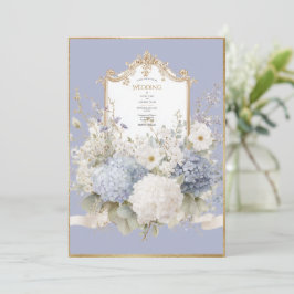 Elegant Blue Hydrangeas Lavender Vintage Wedding Inbjudningar