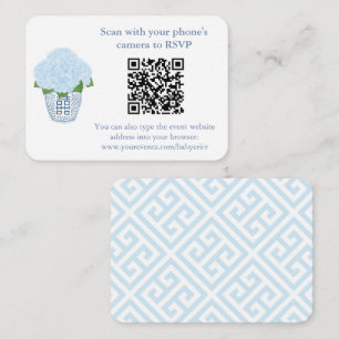Elegant Blue Hydrangeas QR Code Möhippa OSA Tilläggskort