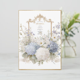 Elegant Blue Hydrangeas Vintage Wedding Inbjudningar