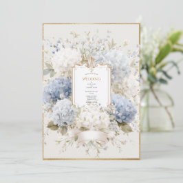 Elegant Blue Hydrangeas Vintage Wedding Inbjudningar