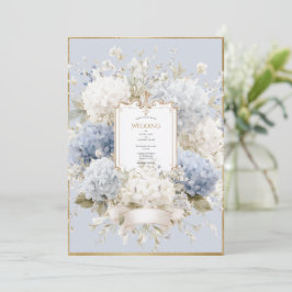 Elegant Blue Hydrangeas Vintage Wedding Inbjudningar
