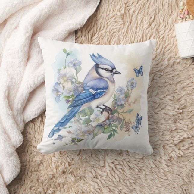 Elegant Blue Jay Butterflies Painting Kudde (Filt)