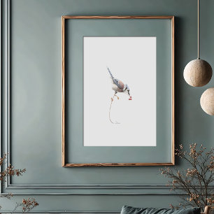 Elegant Blue Jay Watercolor Art med Red Berries Poster