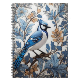 Elegant Blue Jay William Morris Inspired Anteckningsbok