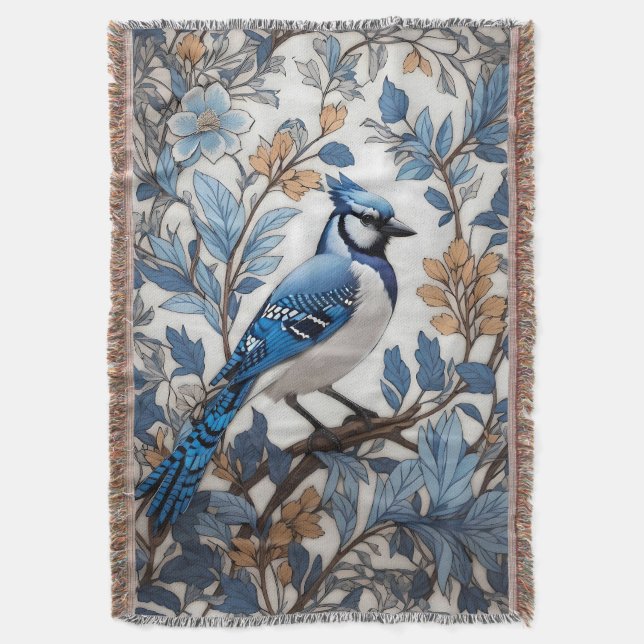 Elegant Blue Jay William Morris Inspired Filt (Framsidan Vertikal)