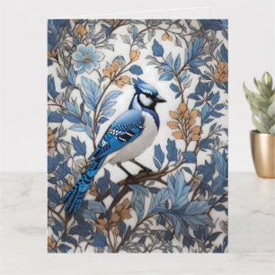 Elegant Blue Jay William Morris Inspired Kort