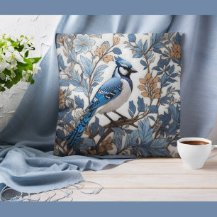 Elegant Blue Jay William Morris Inspired Kudde