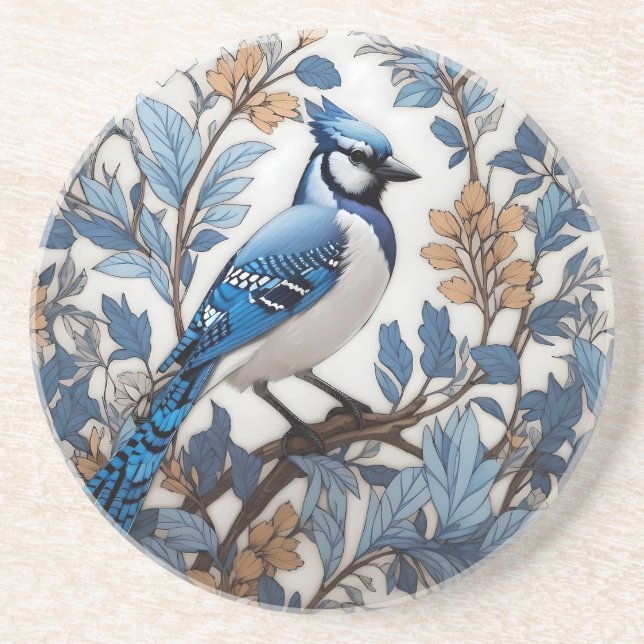 Elegant Blue Jay William Morris Inspired Underlägg (Framsidan)