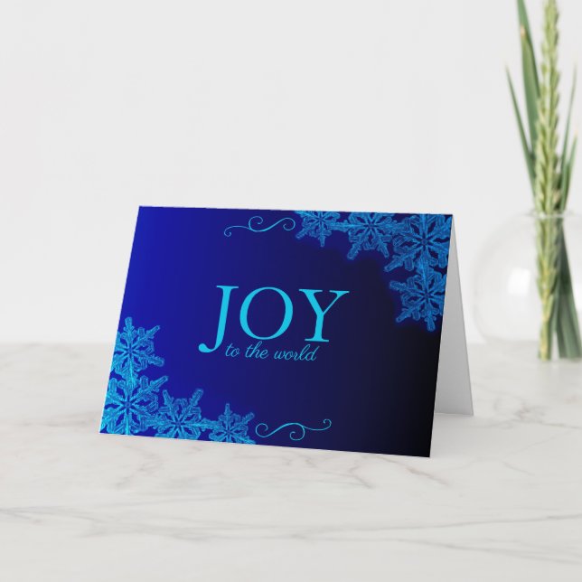 Elegant Blue Joy Snowflake-Helgdag-kort Helgkort (Framsida)