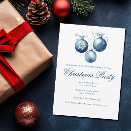 Elegant Blue jul Ornaments Company Party Inbjudningar