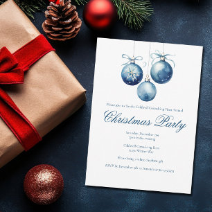 Elegant Blue jul Ornaments Company Party Inbjudningar