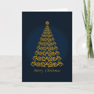 Elegant Blue Julgran Hälsning Card Helgkort
