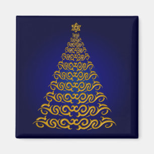 Elegant Blue Julgran Magnet