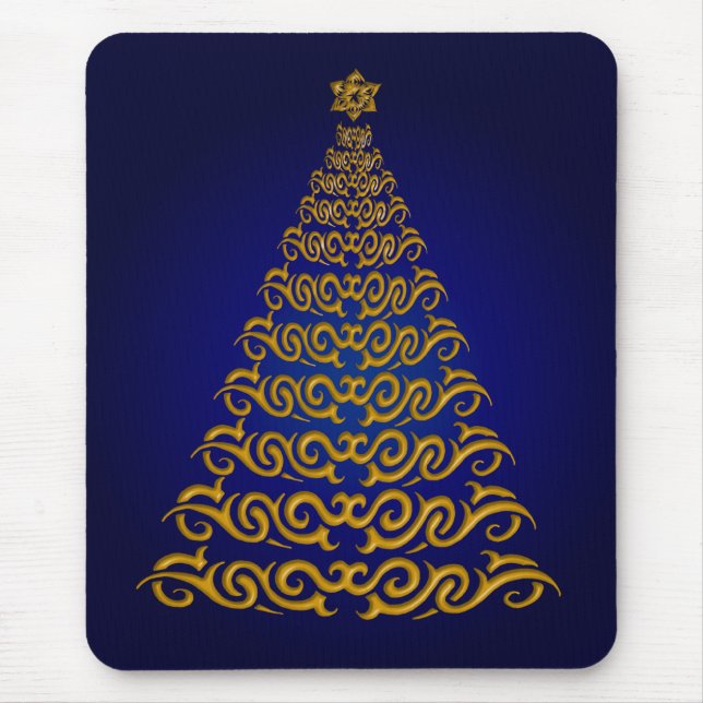 Elegant Blue Julgran Mouse Pad Musmatta (Framsidan)