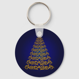 Elegant Blue Julgran Nyckelring