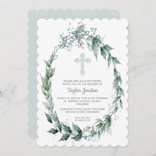 Elegant Blue Kor Greenery Wandedräkt Inbjudan