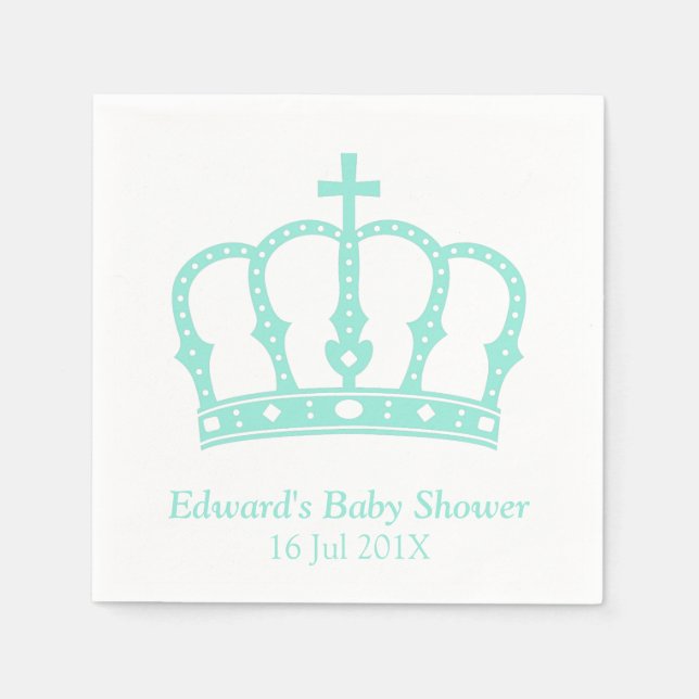 Elegant Blue Krona Prince Baby Shower Pappersservett (Framsidan)