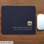 Elegant Blue Leather Luxury Guld Initial Logotyp Musmatta<br><div class="desc">Med den här musknappen för blå läderutskrift i eleganten med en lyxig inledande logotyp i guld kan du lägga till en nyans på arbetsytan. Perfekt för små företag eller företag som tittar att öka sitt varumärke, denna musmatta är gjord av högkvalitativa material och ger ett smidigt yta för exakt rörelser...</div>
