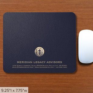 Elegant Blue Leather Luxury Guld Logotyp Musmatta
