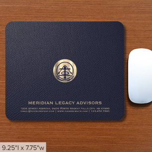 Elegant Blue Leather Skriv ut Logotypen Luxury Gul Musmatta