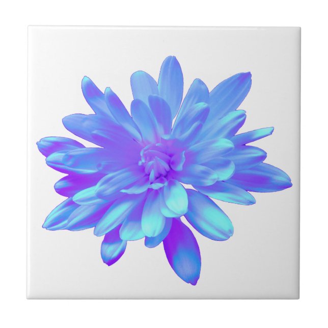 Elegant Blue lila blommigt blomma Kakelplatta (Framsidan)
