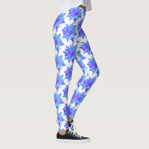Elegant Blue lila blommigt blomma Leggings