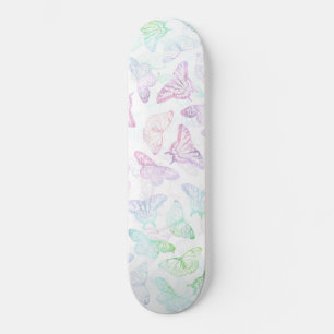 Elegant Blue Lila Glitter Butterfly Glam Design Mini Skateboard Bräda 18,5 Cm