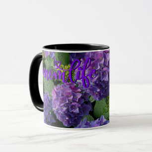 Elegant Blue lila magenta grönt blommigt hydrangea Mugg