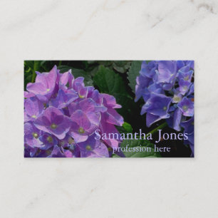Elegant Blue lila magenta grönt blommigt hydrangea Visitkort