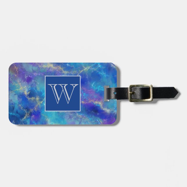 Elegant Blue, Lila och Guld Marble Mönster Bagagebricka (Horisontell Framsida)