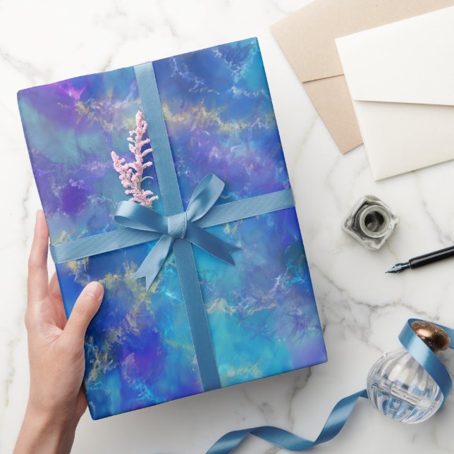 Elegant Blue, Lila och Guld Marble Mönster Presentpapper (Gåvor)
