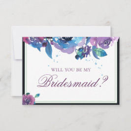 Elegant Blue Lila Twilight Blommigt Bridesmaid Inbjudningar