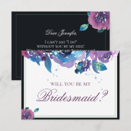 Elegant Blue Lila Twilight Blommigt Bridesmaid Inbjudningar