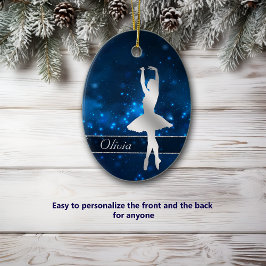 Elegant Blue Ljus Silver Ballerina Julgransprydnad Keramik