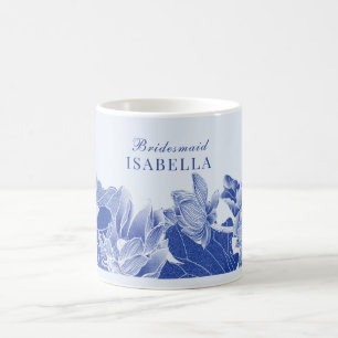 Elegant Blue Lotus Blommigt Bröllop Gift Bridesmai Kaffemugg