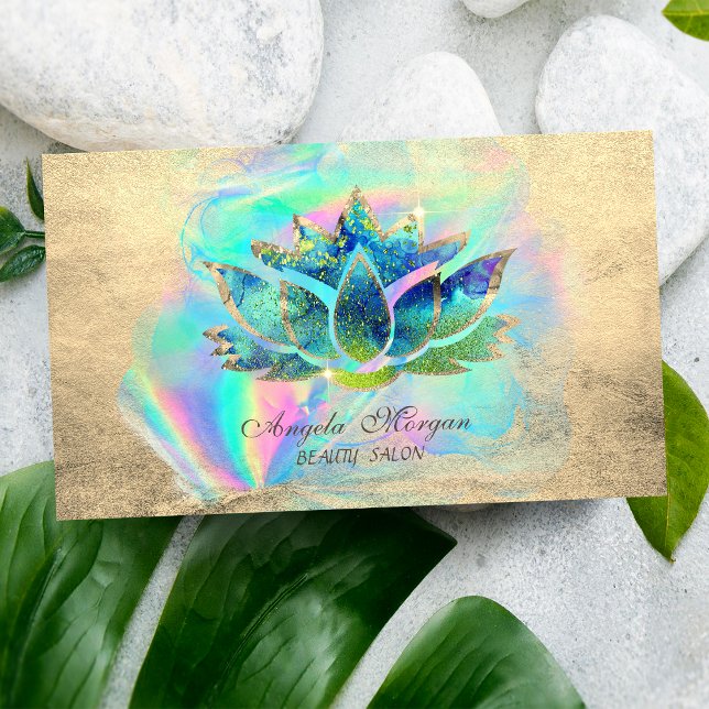Elegant Blue Lotus Flower HoloGrapc Inc Visitkort (Skapare uppladdad)