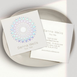 Elegant Blue Lotus Flower Mandala Fyrkantigt Visitkort