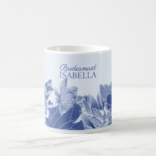 Elegant Blue Lotus Flowers Bröllop Gift Bridesmaid Kaffemugg